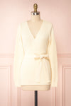 Polkan White Knit Wrap Cardigan | Boutique 1861 front view