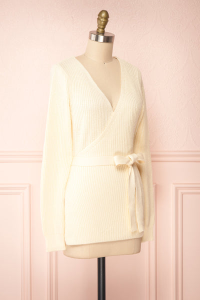 Polkan White Knit Wrap Cardigan | Boutique 1861 side view