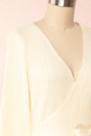 Polkan White Knit Wrap Cardigan | Boutique 1861 side close-up