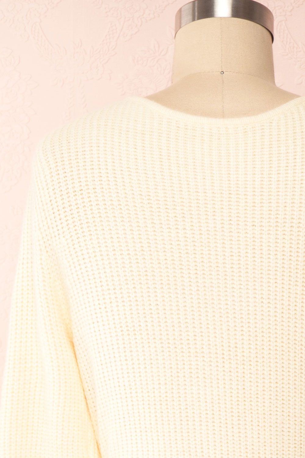 Polkan White Knit Wrap Cardigan | Boutique 1861 back close-up