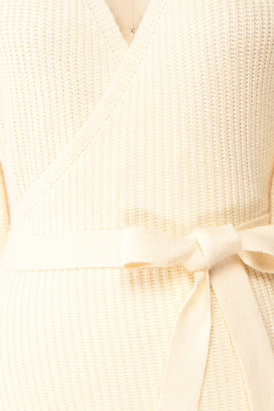 Polkan White Knit Wrap Cardigan | Boutique 1861 fabric