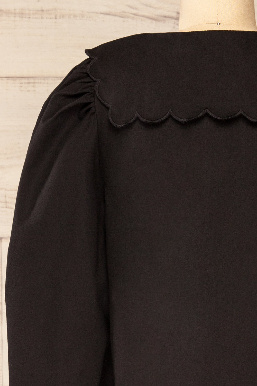 Pombal Black Peter Pan Collar Top | La petite garçonne  back close-up