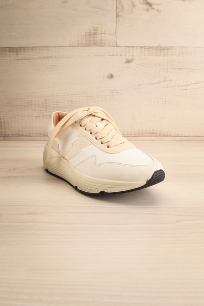 Pomm Beige Platform Lace-Up Sneakers | La petite garçonne front view