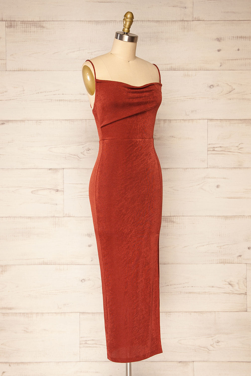 Pomorskie Cowl Neck Fitted Midi Dress | La petite garçonne side view