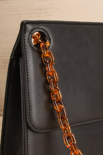 Poole Black Rectangular Crossbody Bag side close-up | Boutique 1861