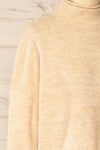 Pori Beige Soft Knit Mock Neck Sweater | La petite garçonne side close-up