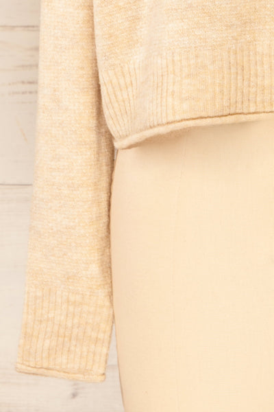 Pori Beige Soft Knit Mock Neck Sweater | La petite garçonne sleeve