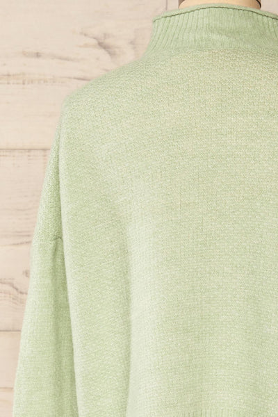 Pori Mint Soft Knit Mock Neck Sweater | La petite garçonne back close-up