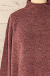 Pori Wine Soft Knit Mock Neck Sweater | La petite garçonne front close-up