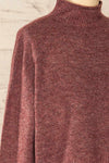 Pori Wine Soft Knit Mock Neck Sweater | La petite garçonne side close-up
