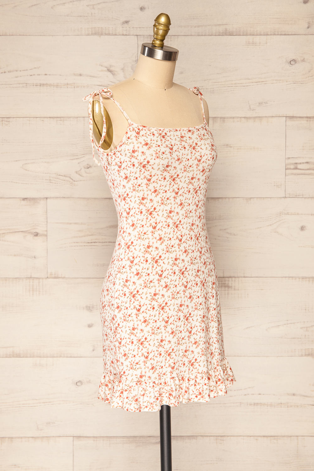 Portree Pink Floral Tied Straps Short Dress | La petite garçonne side view