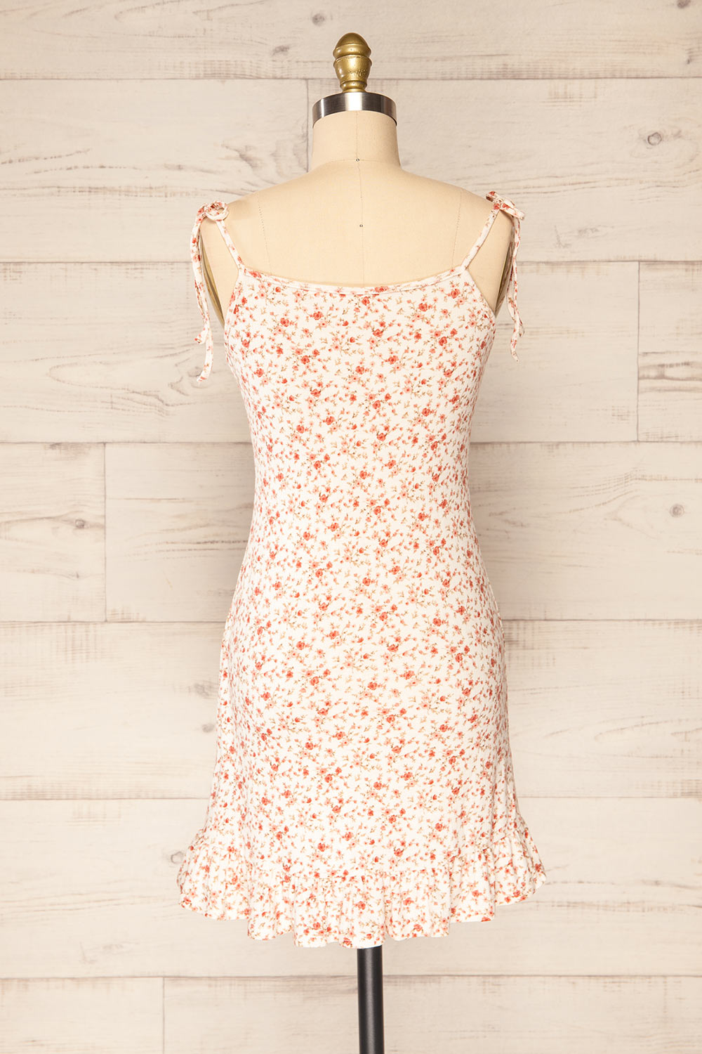 Portree Pink Floral Tied Straps Short Dress | La petite garçonne back view