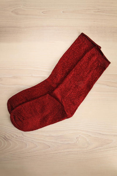 Posse Cherry Red & Burgundy Sparkly Socks | La Petite Garçonne 1