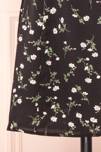 Protis Black Short Chiffon Floral Dress | Boutique 1861 bottom