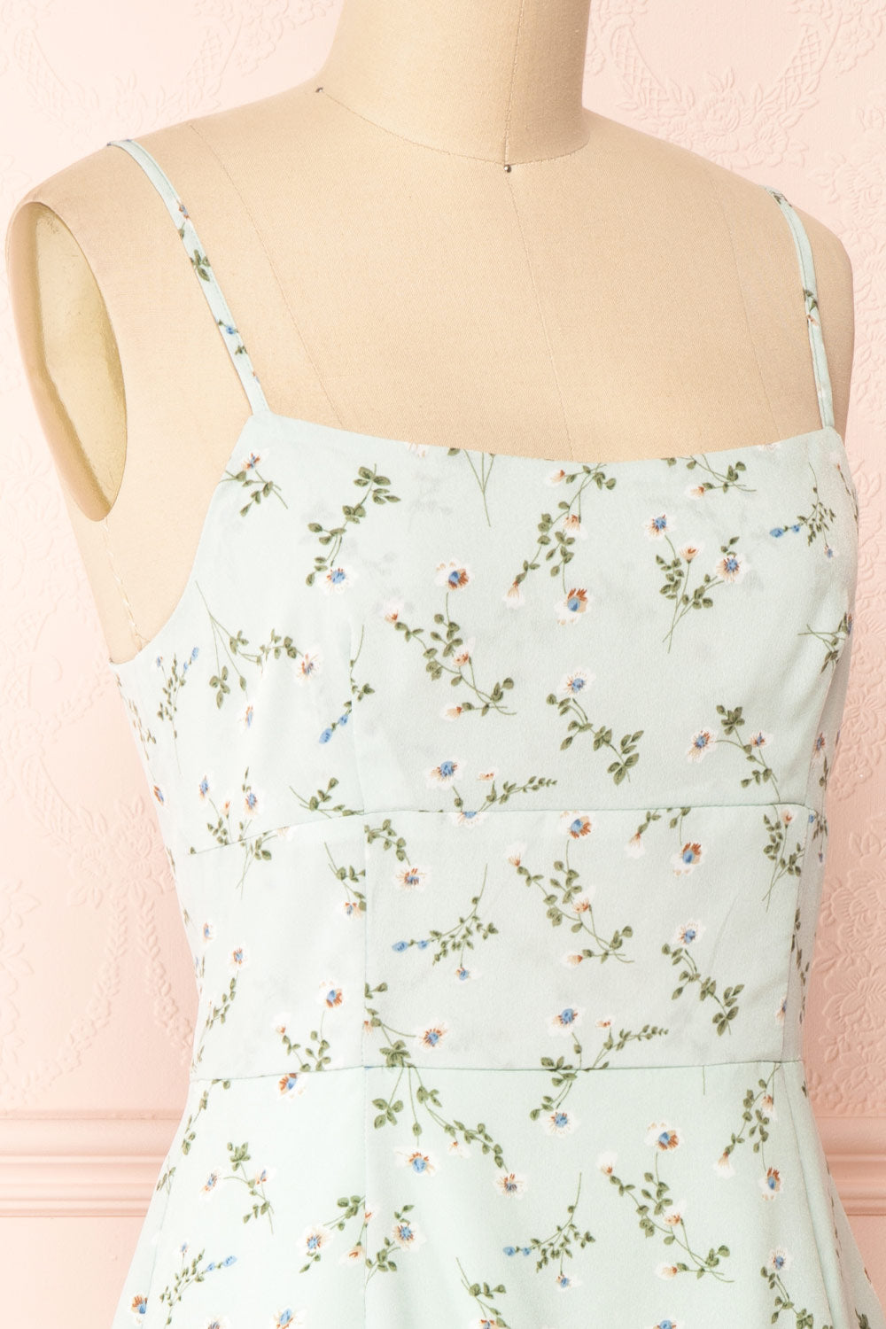 Protis Sage Short Chiffon Floral Dress | Boutique 1861 side close-up