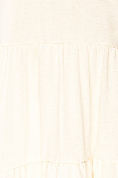Preddu Beige Short Tiered Dress w/ Frills | La petite garçonne fabric