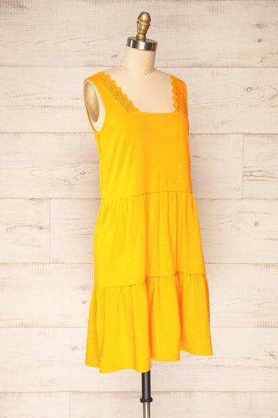Preddu Yellow Lace Collar Short Tiered Dress | La petite garçonne side view