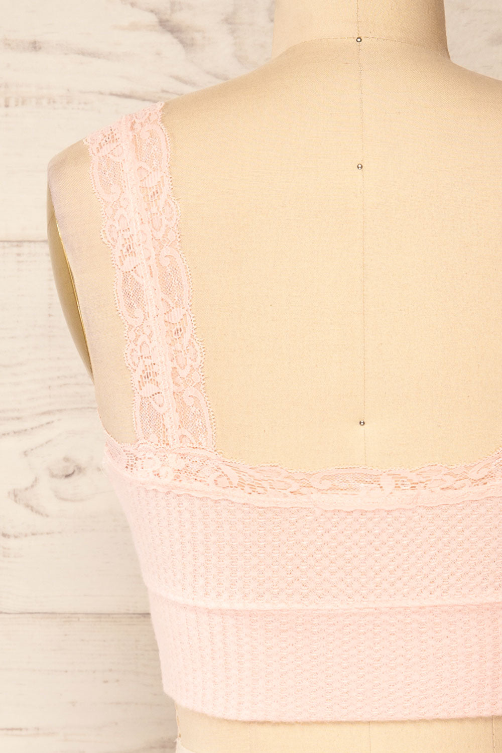 Pregje V-Neck Cropped Cami w/ Lace Details | La petite  garçonne back close-up