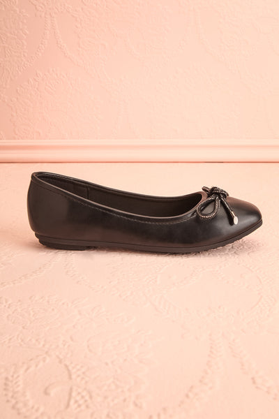 Premier Black Ballerina Shoes w/ Crystal Studded Bow | Boutique 1861 side view