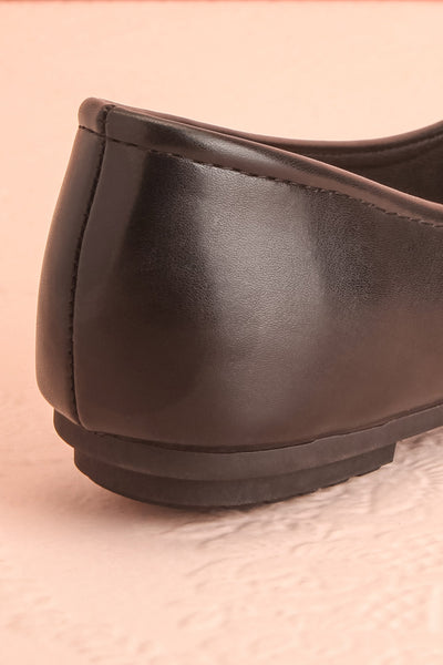 Premier Black Ballerina Shoes w/ Crystal Studded Bow | Boutique 1861 back close-up