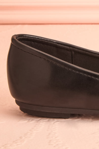 Premier Black Ballerina Shoes w/ Crystal Studded Bow | Boutique 1861 side back close-up
