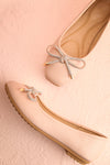 Premier Blush Ballerina Shoes w/ Crystal Studded Bow | Boutique 1861 flat view