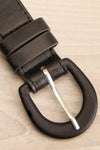 Premier Cercle Black Faux-Leather Belt | La petite garçonne flat close-up