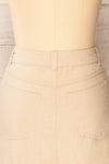 Pretoria Beige Linen Mini Skirt | La petite garçonne back close-up