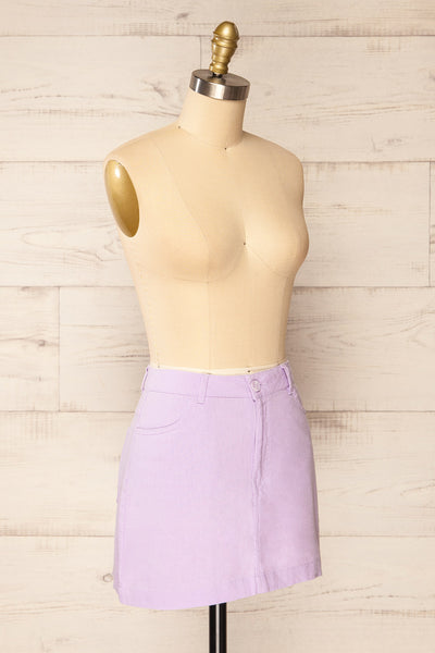 Pretoria Lilac Linen Mini Skirt | La petite garçonne side view
