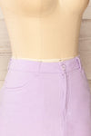 Pretoria Lilac Linen Mini Skirt | La petite garçonne side close-up