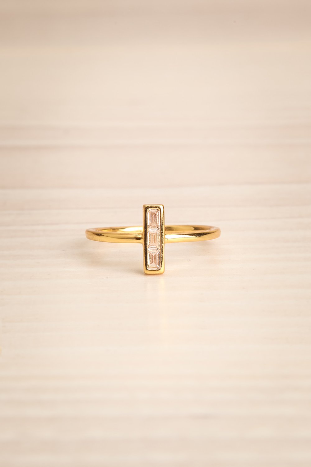Primum Minimalist Golden & Crystal Ring | La Petite Garçonne 4