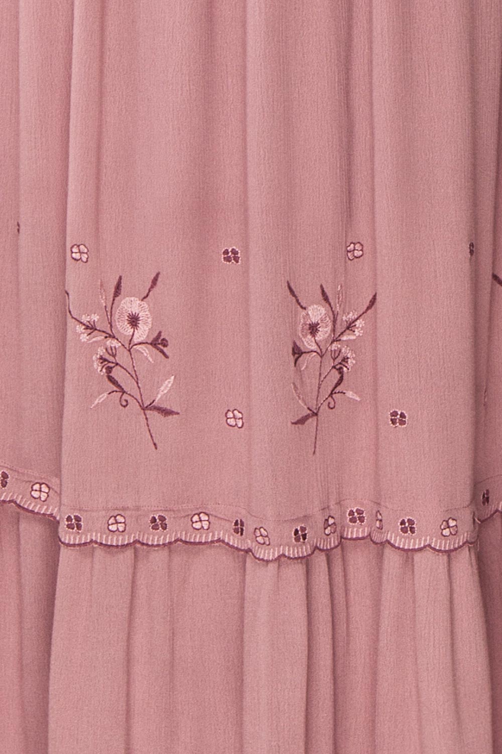 Priscan Mauve Floral Embroidered Maxi Dress | La petite garçonne fabric 