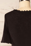 Pronoia Black Ribbed Crop Top w/ Short Sleeves | La petite garçonne back close up