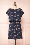 Proszowice Navy Floral Short Drawstring Dress | Boutique 1861 front view