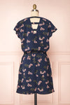 Proszowice Navy Floral Short Drawstring Dress | Boutique 1861 back view