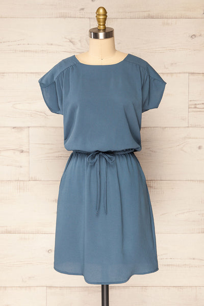 Proszowice Blue Short Dress w/ Pockets | Boutique 1861 front view