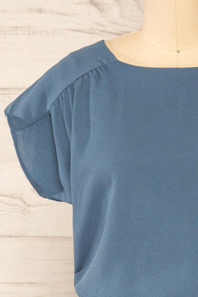 Proszowice Blue Short Dress w/ Pockets | Boutique 1861 front close-up