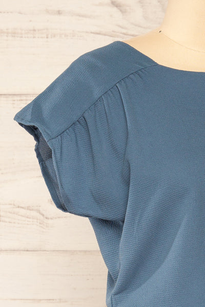 Proszowice Blue Short Dress w/ Pockets | Boutique 1861 side close-up