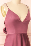 Prudence Mauve Tie-Back Midi Dress | Boutique 1861 side close-up