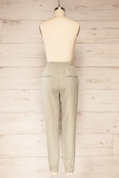 Puck Green High-Waisted Drawstring Pants | La petite garçonne  back view