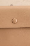 Puppis Taupe Textured Faux-Leather Handbag | La petite garçonne front close-up