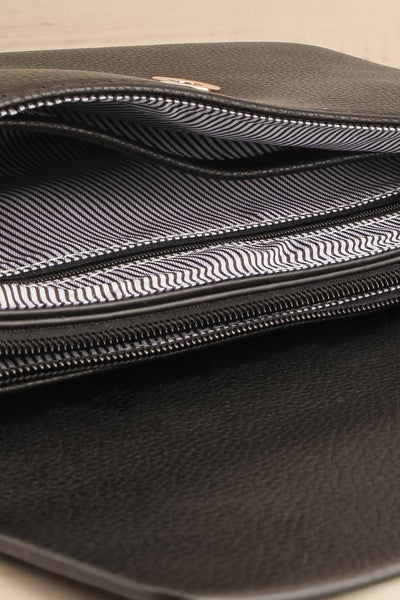 Puppis Black Textured Faux-Leather Handbag | La petite garçonne inside close-up
