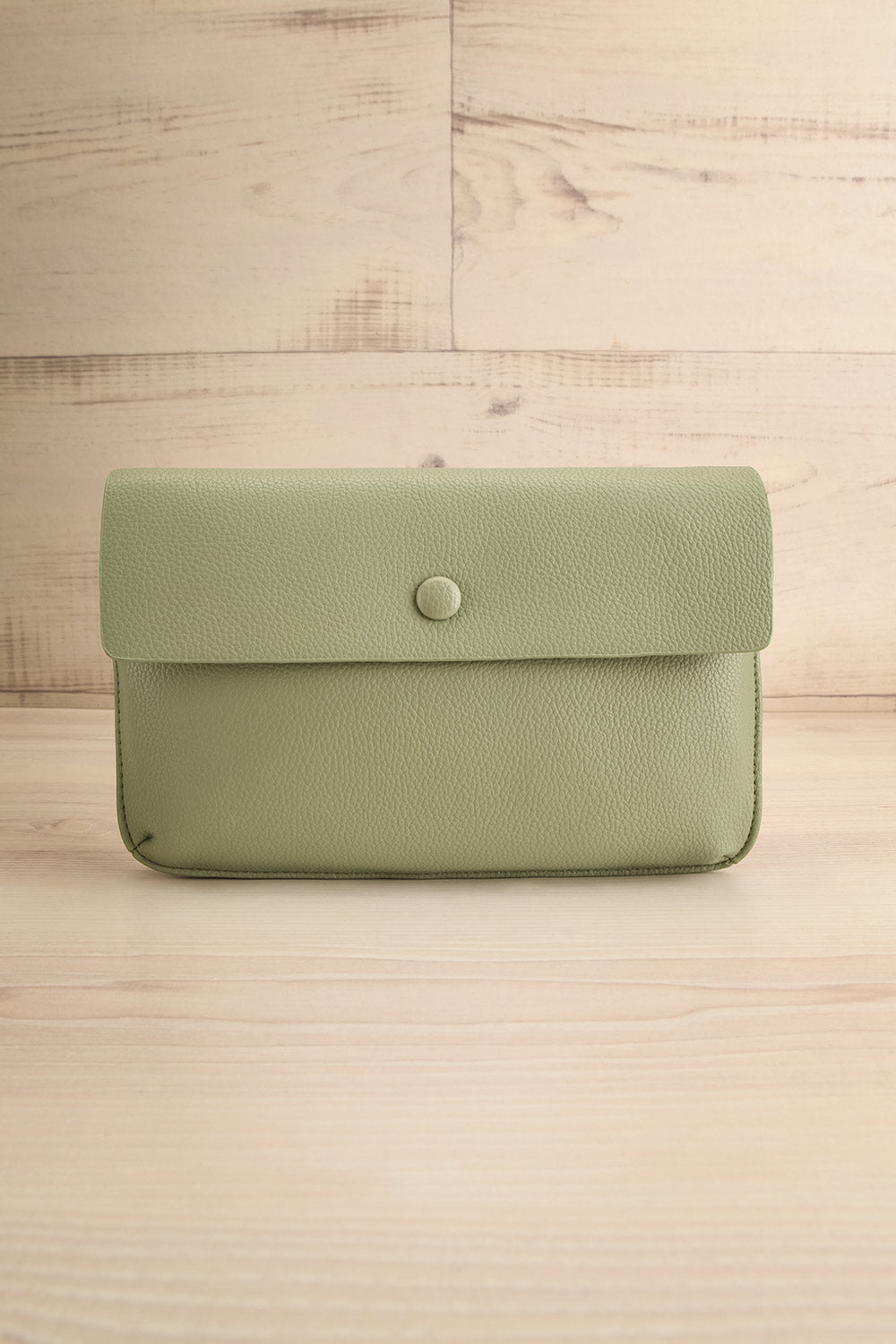 Puppis Green Textured Faux-Leather Handbag | La petite garçonne front view