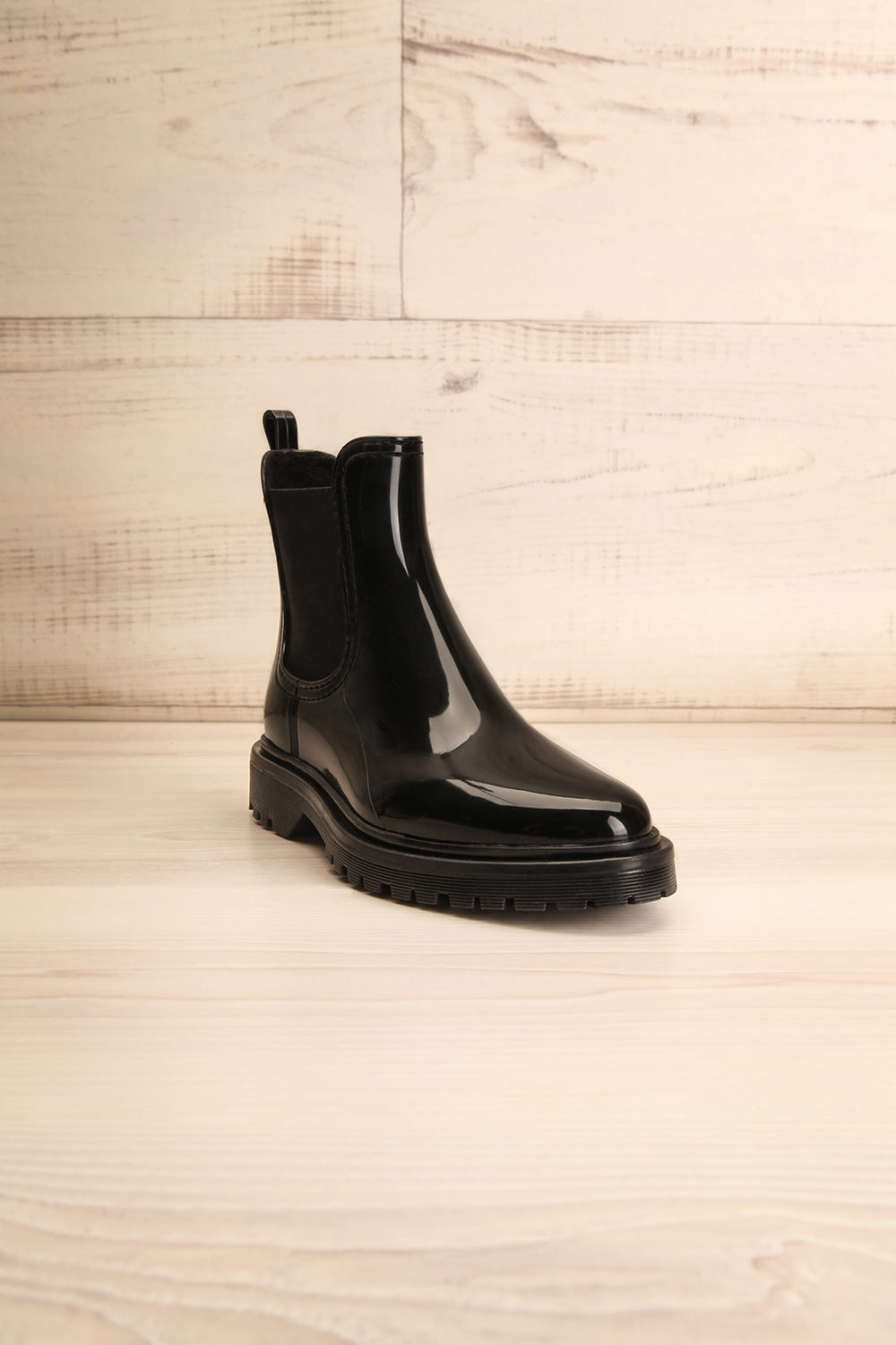 Black patent leather rain boots hotsell