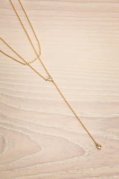 Putril Gold Two Layer Necklace w/ Chain Pendant | La petite garçonne flat