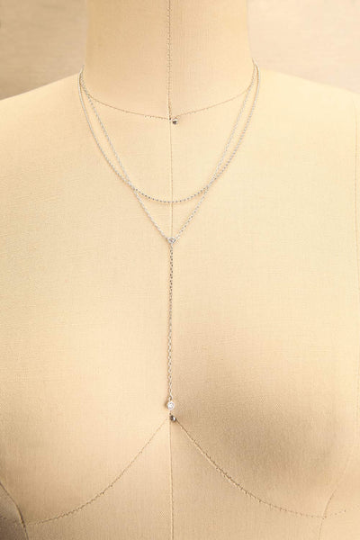 Putril Silver Two Layer Necklace w/ Chain Pendant | La petite garçonne