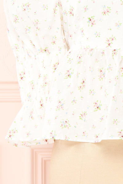 Qatayef White Puffy Sleeve Floral Crop Top | Boutique 1861 sleeve
