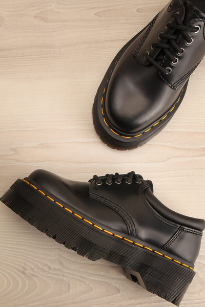 8053 Quad Black Polished Smooth | Platform Shoes flat view
