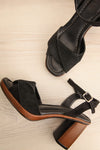 Quanto Black Cross-Band Heeled Sandals | La petite garçonne flat view