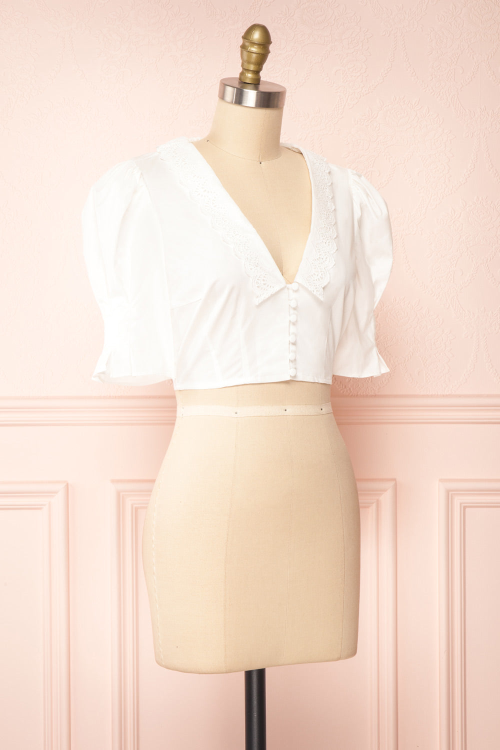 Quercus White Cotton Cropped Blouse | Boutique 1861 side view